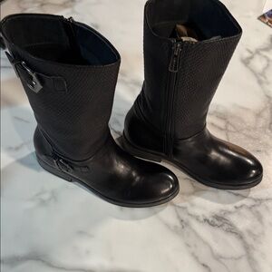 Women's Black Mid-Calf Lace-Up Style Zip Boots